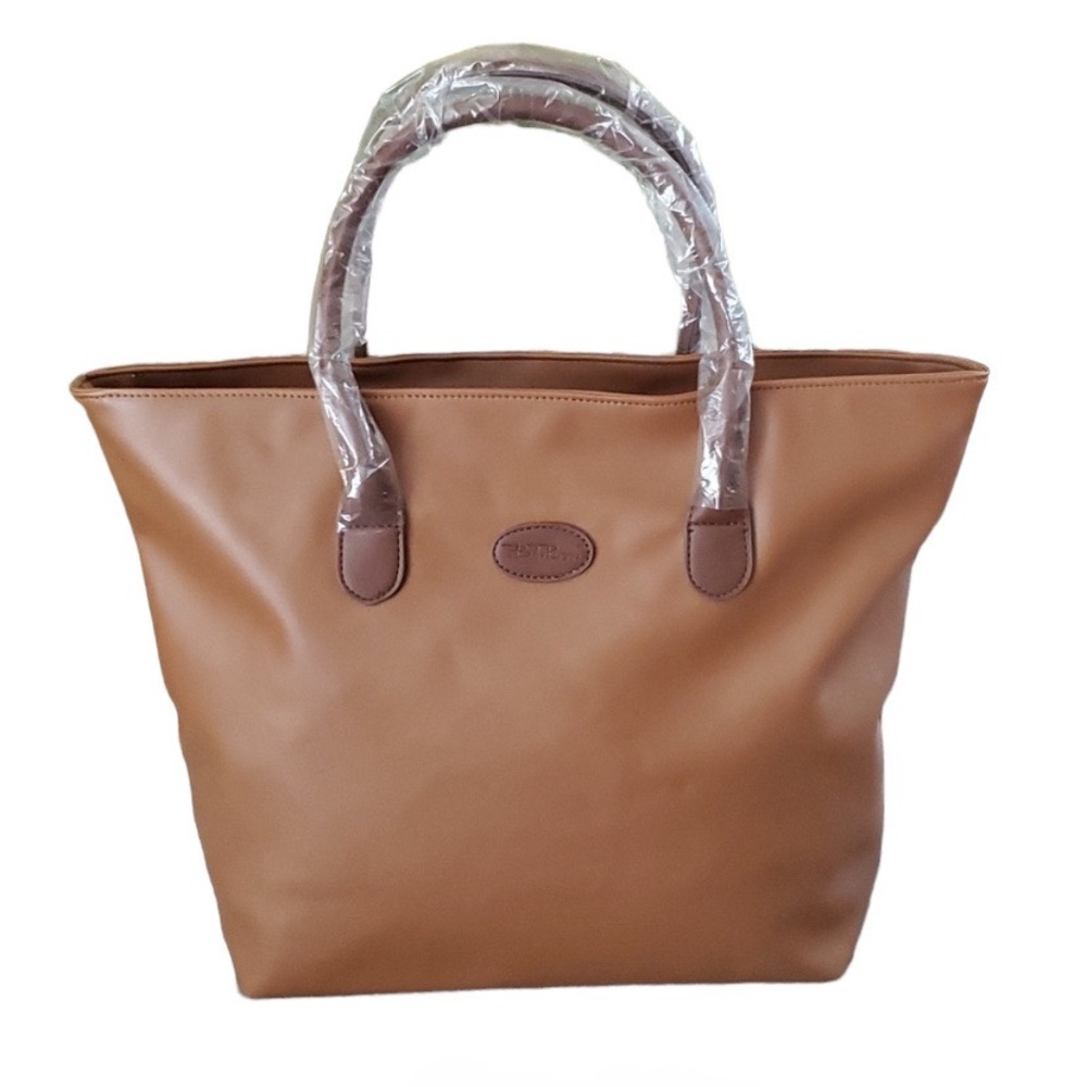 *NEW* Bella Russo Faux Leather Brown & Tan Versatile Tote Bag Career Business